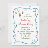 Hand getekend grillig kerstdiner kaart (Voorkant)