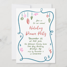 Hand getekend grillig kerstdiner kaart