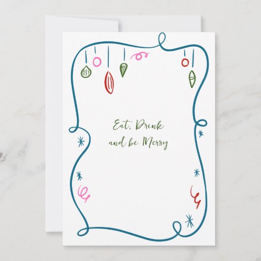 Hand getekend grillig kerstdiner kaart (Achterkant)