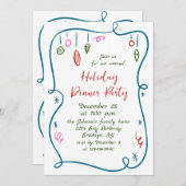 Hand getekend grillig kerstdiner kaart (Voorkant / Achterkant)