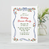 Hand getekend grillig kerstdiner kaart (Staand voorkant)