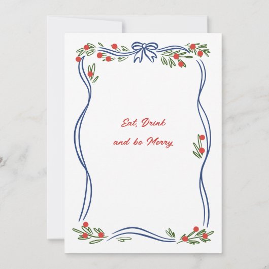 Hand getekend grillig kerstdiner kaart (Achterkant)