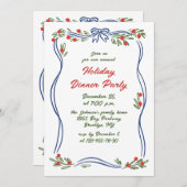 Hand getekend grillig kerstdiner kaart (Voorkant / Achterkant)