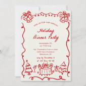 Hand getekend grillig kerstdiner kaart (Voorkant)