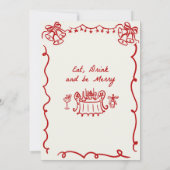 Hand getekend grillig kerstdiner kaart (Achterkant)