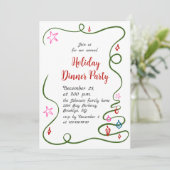 Hand getekend grillig kerstdiner kaart (Staand voorkant)