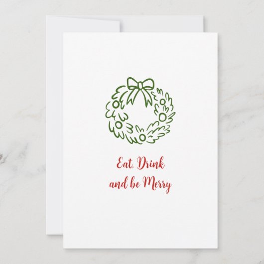 Hand getekend grillig kerstdiner kaart (Achterkant)