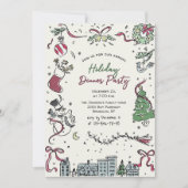 Hand getekend grillig kerstdiner kaart (Voorkant)