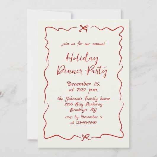 Hand getekend grillig kerstdiner kaart (Voorkant)