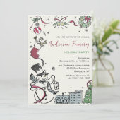 Hand getekend grillig kerstfeest kaart (Staand voorkant)