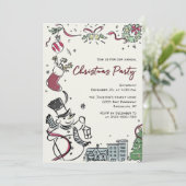 Hand getekend grillig kerstfeest kaart (Staand voorkant)