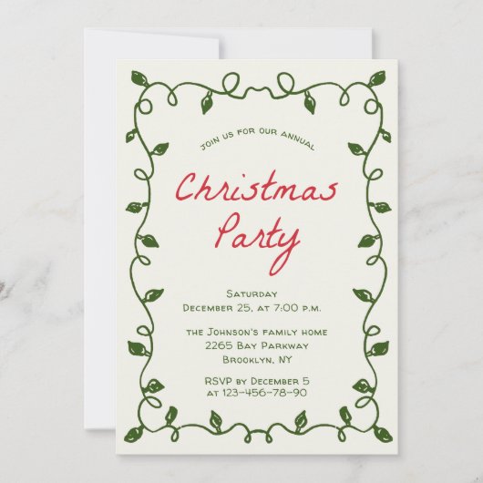 Hand getekend grillig kerstfeest kaart (Voorkant)