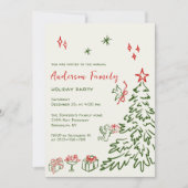 Hand getekend grillig kerstfeest kaart (Voorkant)