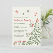 Hand getekend grillig kerstfeest kaart (Staand voorkant)