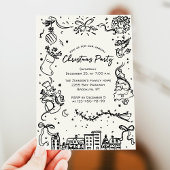 Hand getekend grillig kerstfeest kaart