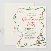 Hand getekend grillig kerstfeest kaart (Voorkant / Achterkant)