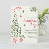 Hand getekend grillig kerstfeest kaart (Staand voorkant)