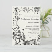 Hand getekend grillig kerstfeest kaart (Staand voorkant)