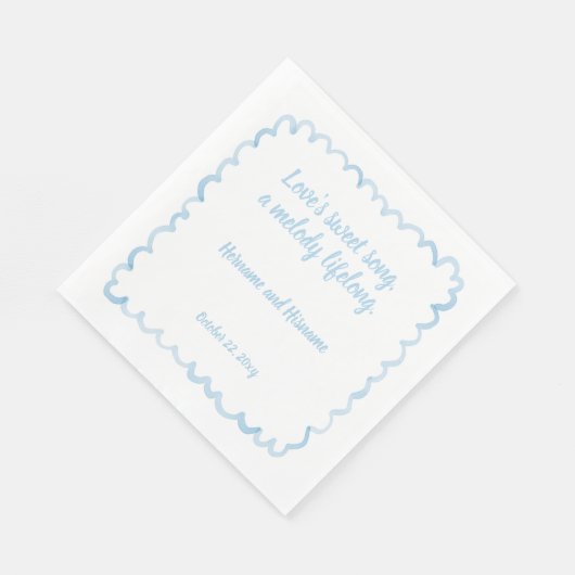 Hand getekend grillig licht blauw Wavy Lijst Quote Servet (Hoek)