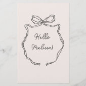 Hand getekend grillig lint randmenu met naam (Achterkant)