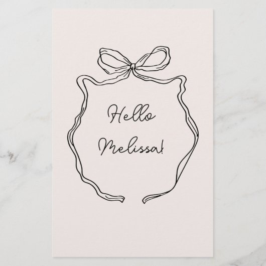 Hand getekend grillig lint randmenu met naam (Achterkant)