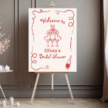 Hand getekend grillig rood Vrijgezellenfeest Poster<br><div class="desc">Welkom gasten op een heerlijk feest met dit handgetekende grillige vrijgezellenfeest teken. Met charmante illustraties en speelse typografie zet het een vrolijke toon voor uw evenement. Pas het ontwerp aan met de naam en datum van de aanstaande bruid voor een persoonlijk tintje. Perfect voor weergave bij de ingang of op...</div>