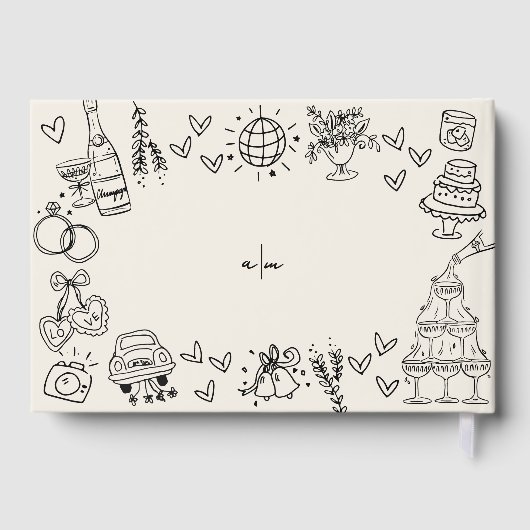 Hand getekend  grillige bruiloft gastenboek (Achterkant)