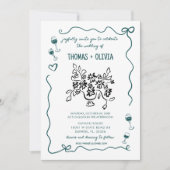 Hand getekend grillige bruiloft Kaart (Voorkant)