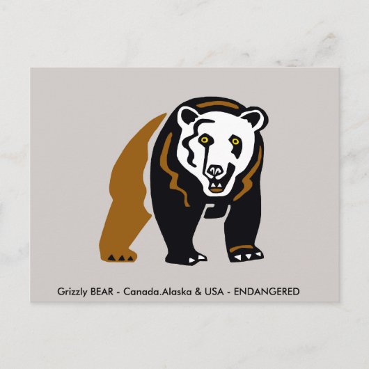 Hand getekend Grizzly BEER - Wildlife - wilde dier Briefkaart (Voorkant)