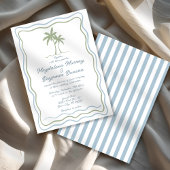 Hand getekend Groen Blauw Wavy Lijst Palm Tree Wed Kaart