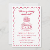 Hand getekend handgeschreven grillige rode bruilof kaart (Voorkant)