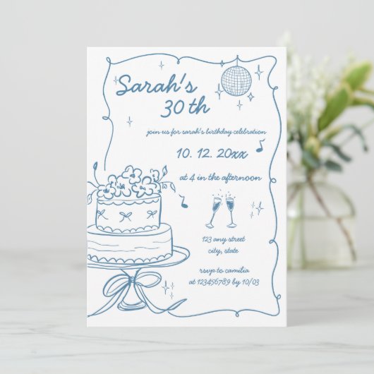 Hand getekend handgeschreven krabbel verjaardag kaart (Staand voorkant)