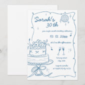 Hand getekend handgeschreven krabbel verjaardag kaart (Voorkant / Achterkant)