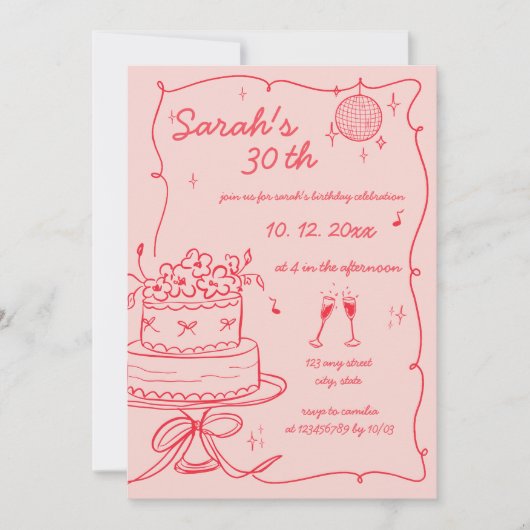 Hand getekend handgeschreven krabbel verjaardag kaart (Voorkant)