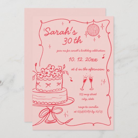 Hand getekend handgeschreven krabbel verjaardag kaart (Voorkant / Achterkant)