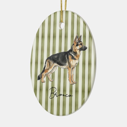 Hand getekend huisdierenportret Waterverf Duitse h Keramisch Ornament (Links)