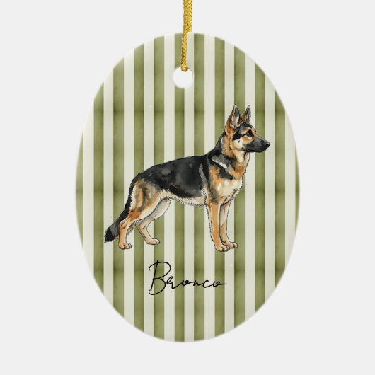 Hand getekend huisdierenportret Waterverf Duitse h Keramisch Ornament (Voorkant)