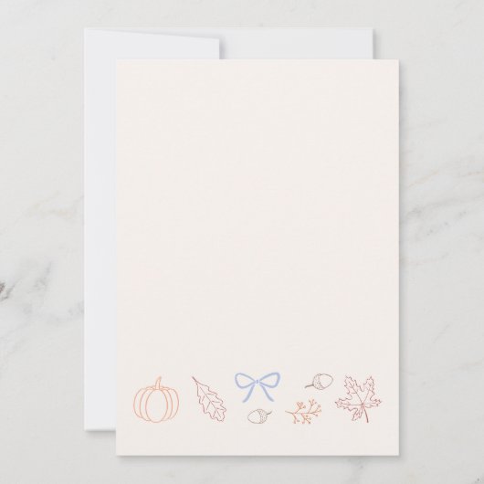 Hand getekend iets blauw Herfst Vrijgezellenfeest Kaart (Achterkant)