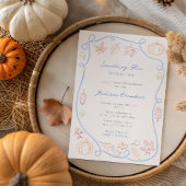 Hand getekend iets blauw Herfst Vrijgezellenfeest Kaart