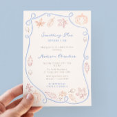 Hand getekend iets blauw Herfst Vrijgezellenfeest Kaart