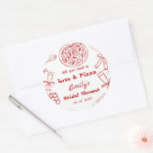 Hand Getekend is liefde & Pizza Bruidsmeisjesfeest Ronde Sticker (Envelop)