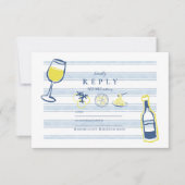 Hand getekend Italiaans eten bruiloft RSVP Kaartje (Voorkant)