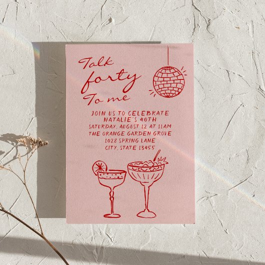 Hand getekend Kleurrijke Scribble 40e Dinner Verja Kaart