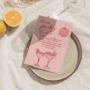 Hand getekend Kleurrijke Scribble 40e Dinner Verja Kaart