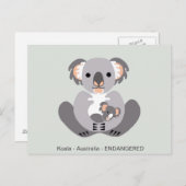 Hand getekend - KOALA - buideldier - Bedreigd dier Briefkaart (Voorkant / Achterkant)