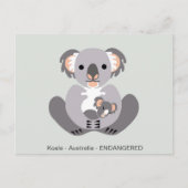 Hand getekend - KOALA - buideldier - Bedreigd dier Briefkaart (Voorkant)