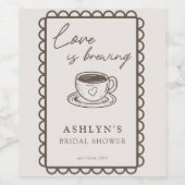 Hand Getekend Koffie Thema Bruidsfeest Wijnlabel Wijn Etiket (Enkel label)