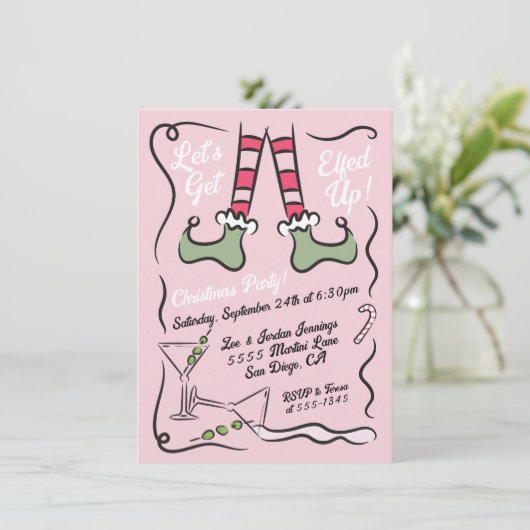 Hand getekend Laten we Elfed up kerstfeest krijgen Kaart (Staand voorkant)