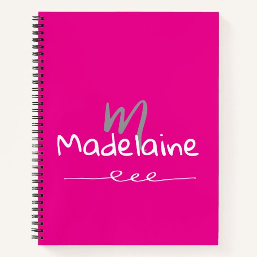 Hand getekend lettertype Monogram Roze Wit Notitieboek (Voorkant)