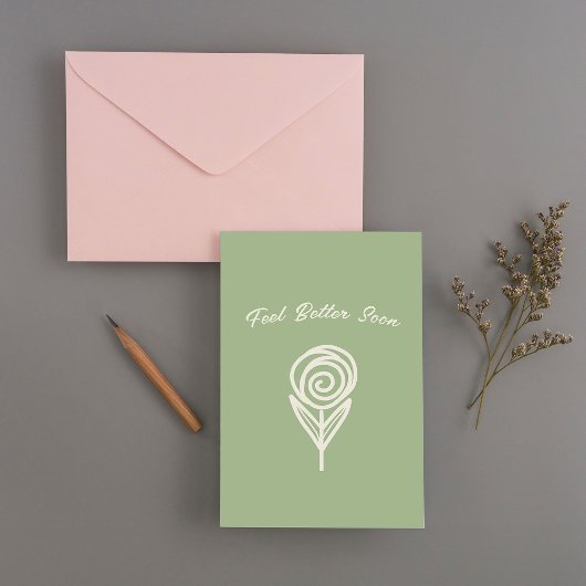 Hand getekend, lijn Roos - voel je snel beter Bedankkaart